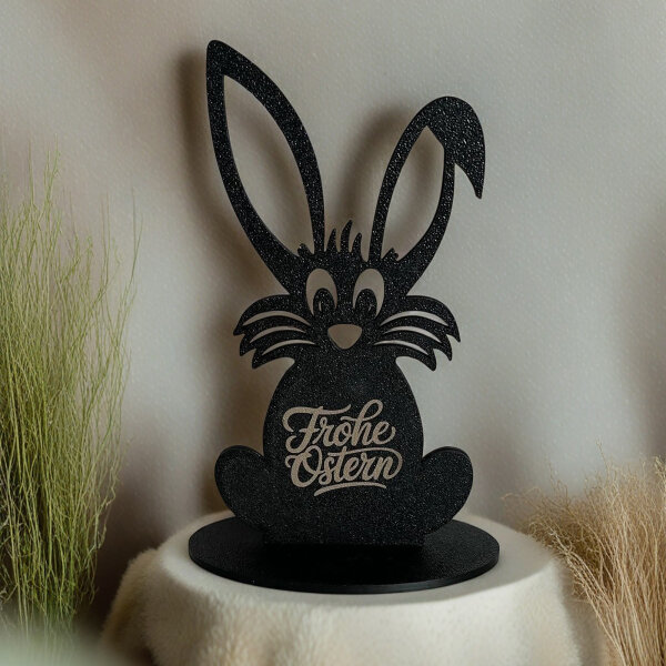Osterdeko Hase 3D-Druck – Frohe Ostern Figur mit Schriftzug